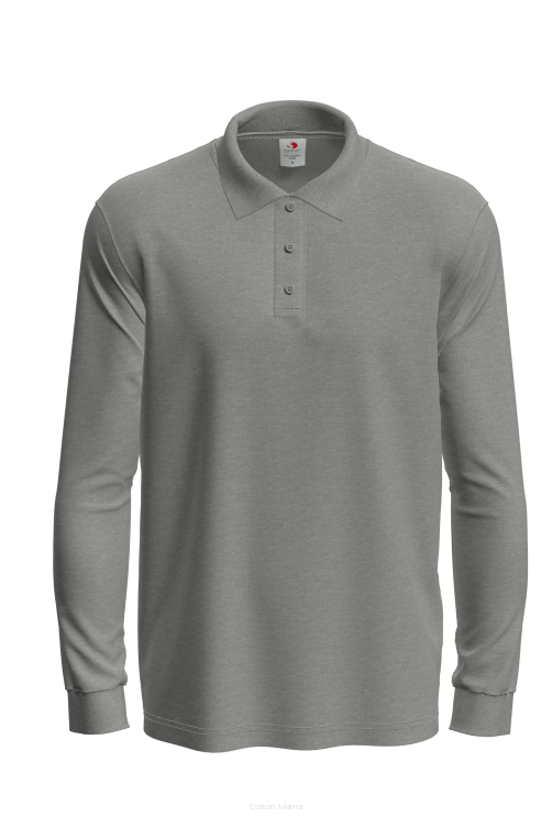 Stedman 3400 Polo Long Sleeve (Grey Heather) GYH